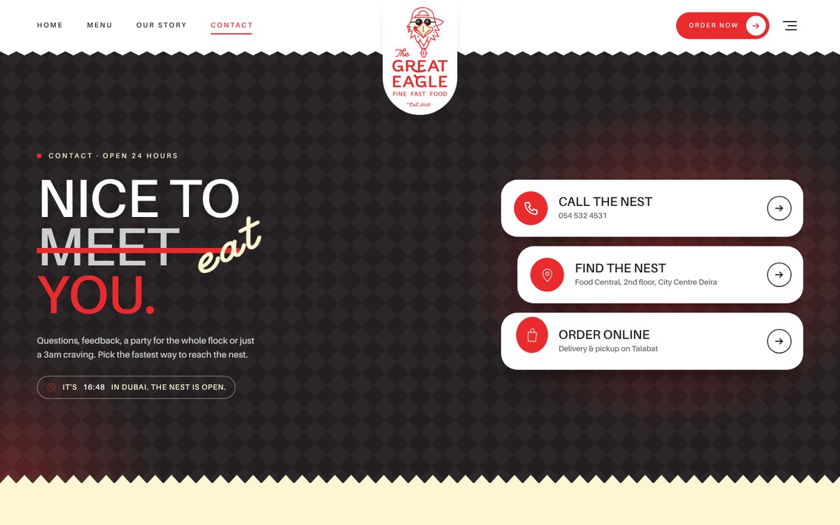 Contact — call, find the nest, order online