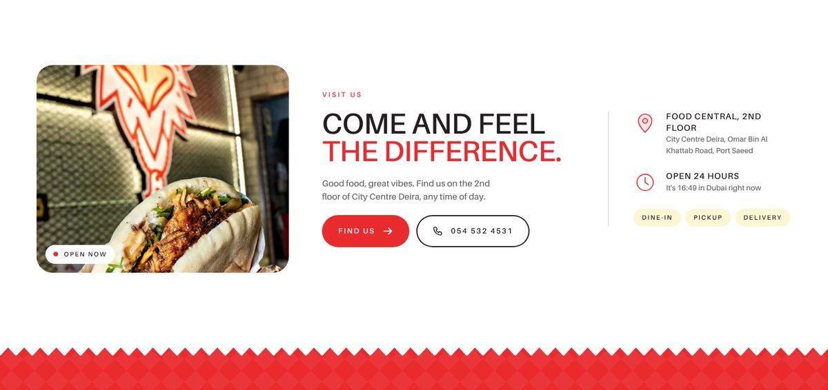 Come and feel the difference — location, hours and services